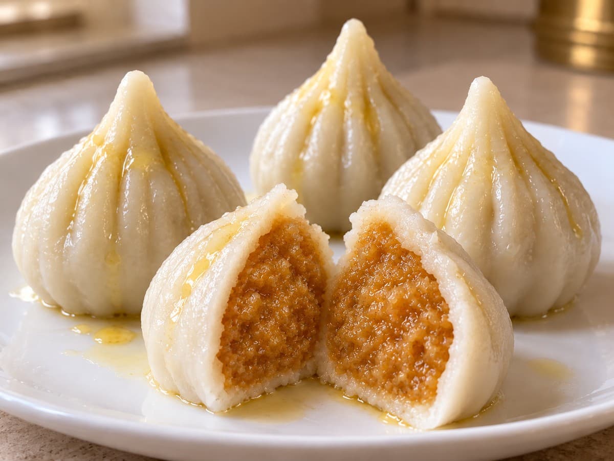 Ukdiche Modak (Steamed Rice Flour Modak)