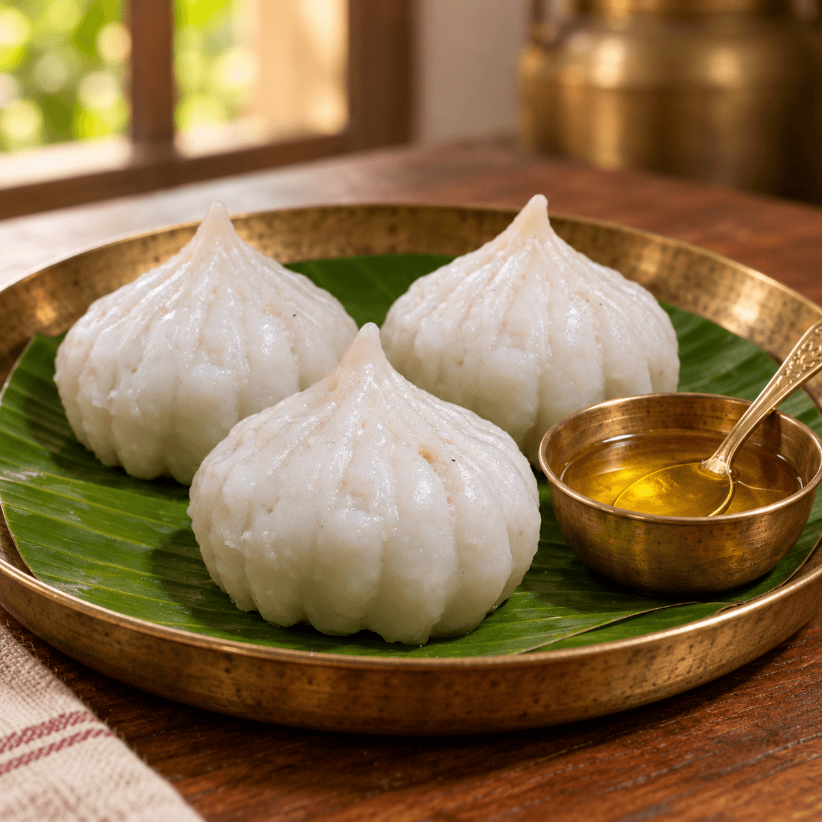 Nisargalahari Ukdiche Modak served with ghee